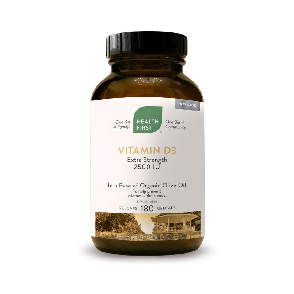 Health First Vitamin D3 Extra Strength, 180 gelcaps