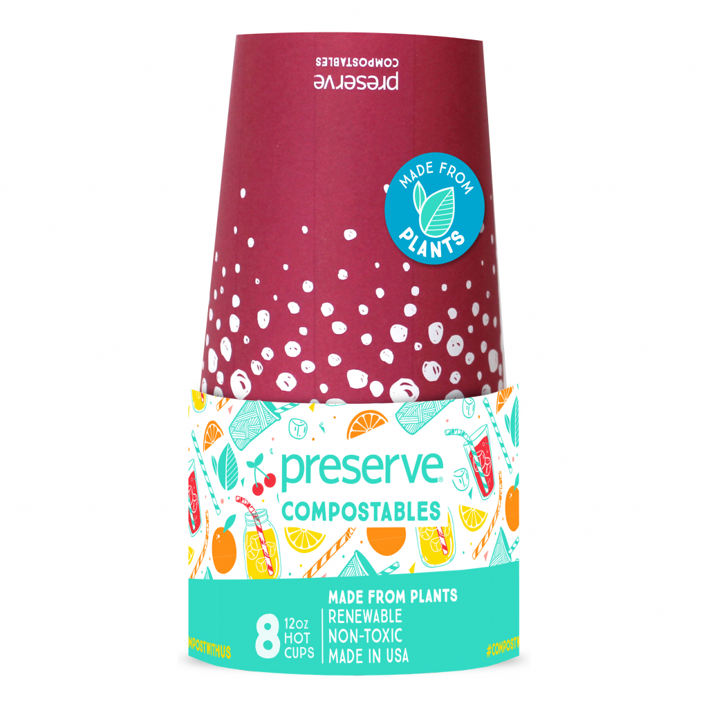 Compostables Hot Cups 8ct Red